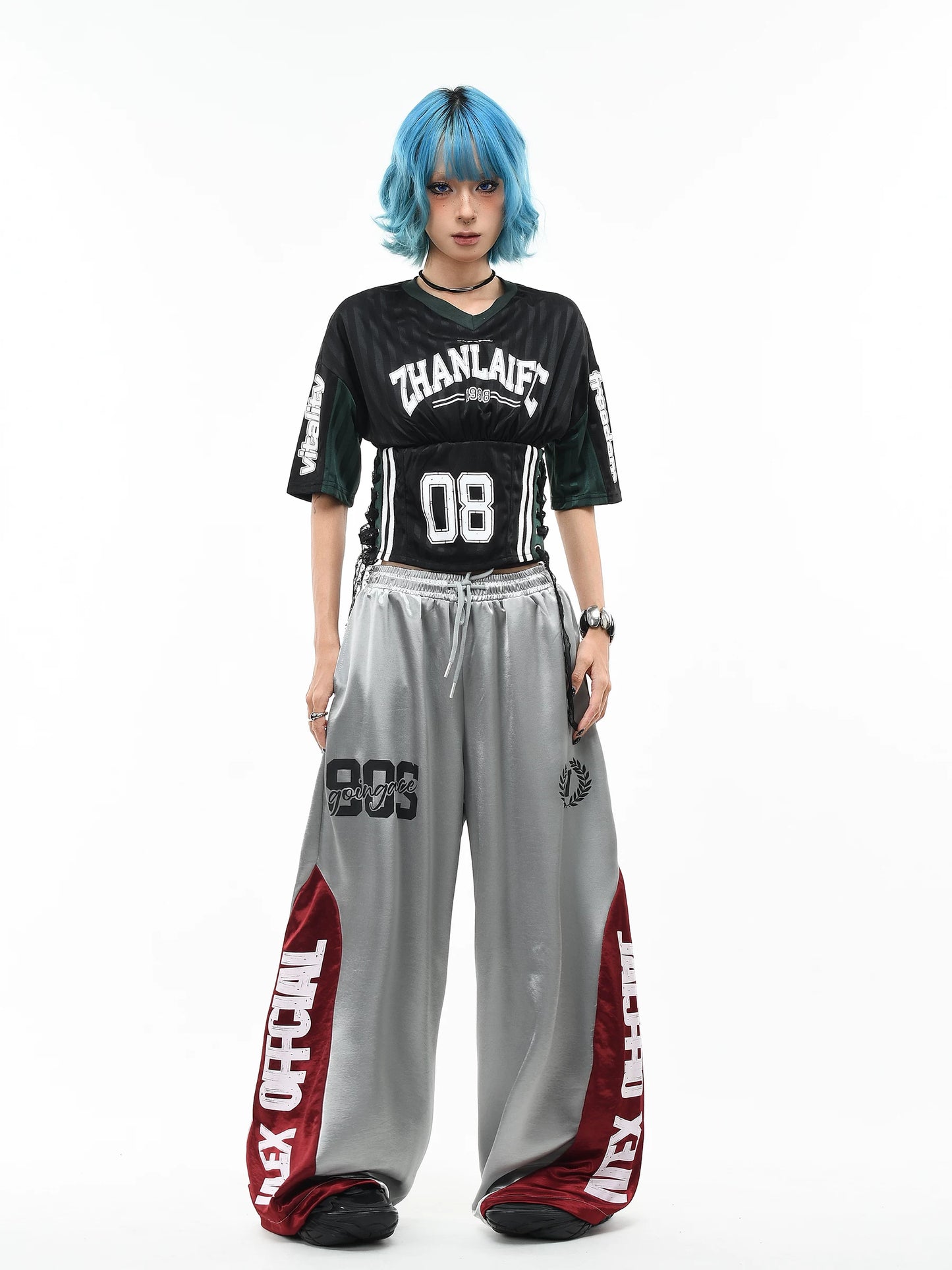 'Kickoff' Y2K V-Neck Cropped Football Jersey Top