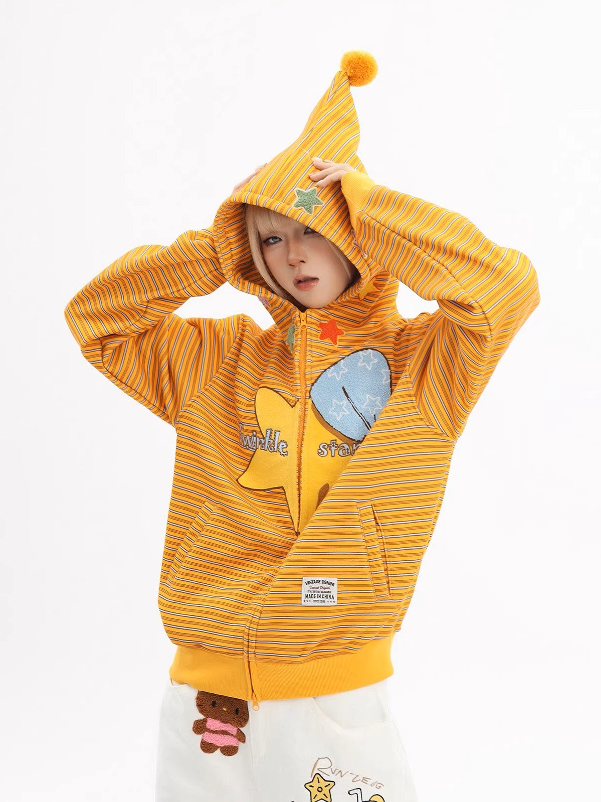 'Starburst' Y2K Cute Dopamine Clown Hooded Fleece Jacket AlielNosirrah