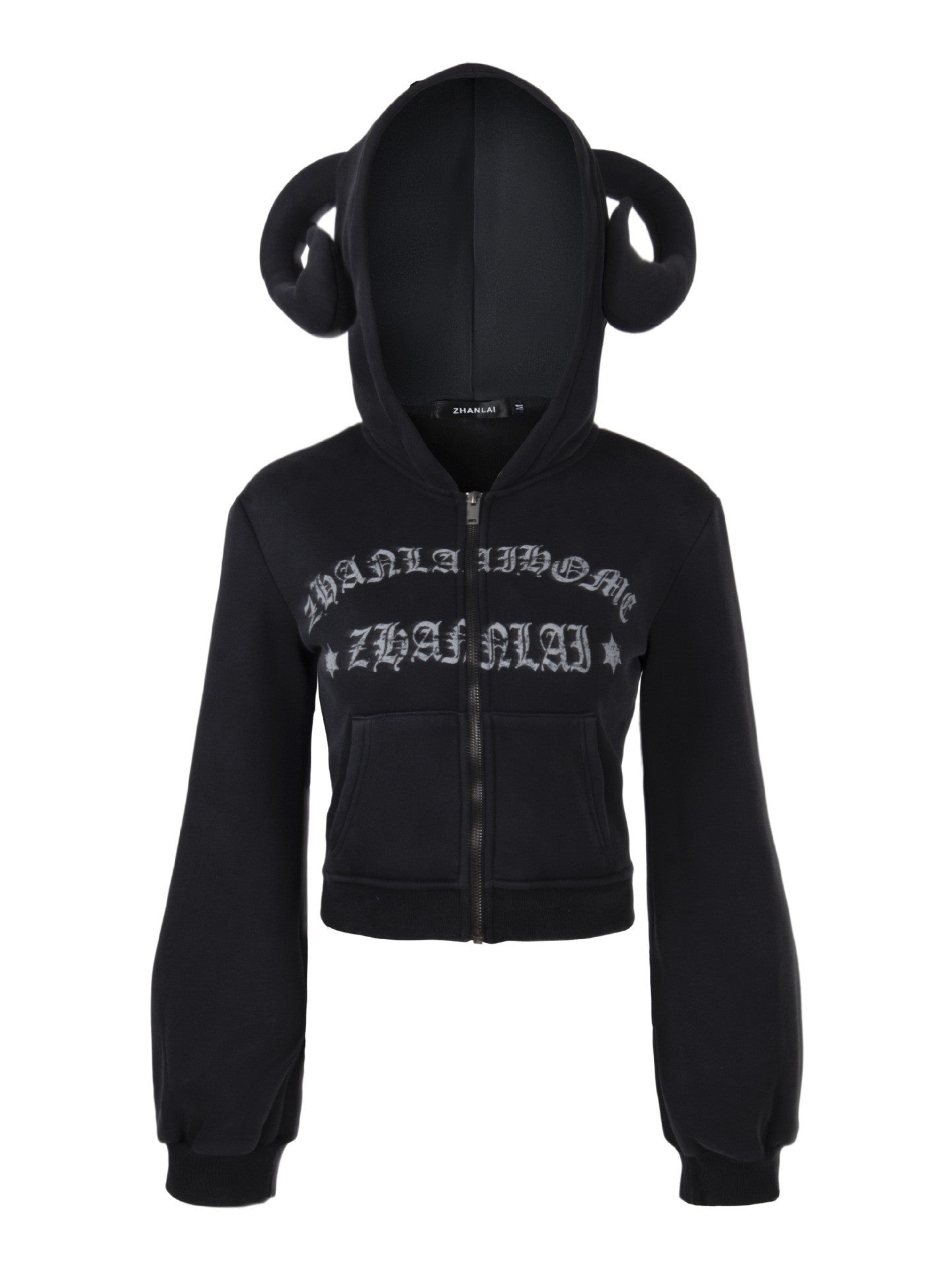 ’Wild Horned' Demon Horn Cropped Hoodie + Wide-Leg Pants Set AlielNosirrah