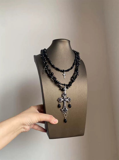 obsidian-cathedral-gothic-layered-cross-beaded-necklace-3
