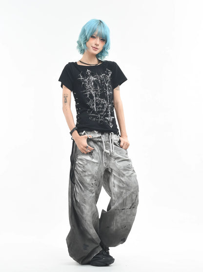'AltTag' Light Alt Style Graffiti Tie Strap Short Sleeve T-Shirt