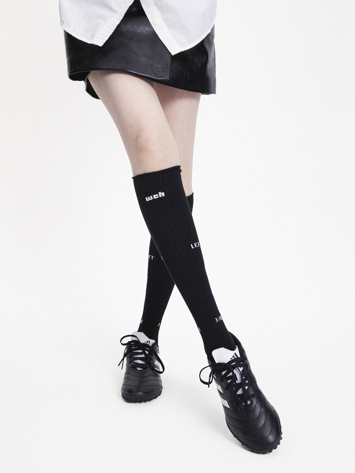 'Goal Rush' Solid Letter Trim Roll-Top Soccer Socks