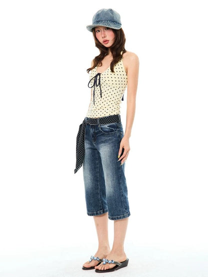 'Blue Breeze' Vintage Washed Cropped Denim Jeans AlielNosirrah