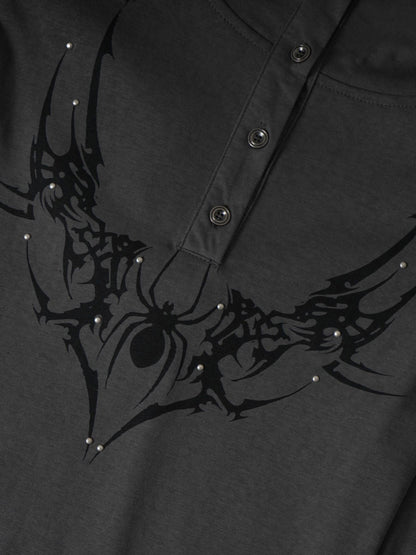 ’Sweet Venom' Retro Hot Girl V-Neck Loose & Flattering Long Sleeve Lightweight Blouse AlielNosirrah