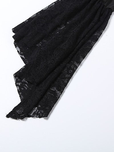 'Nocturne Lace' Goth Lace-Trim Off-Shoulder Dress AlielNosirrah