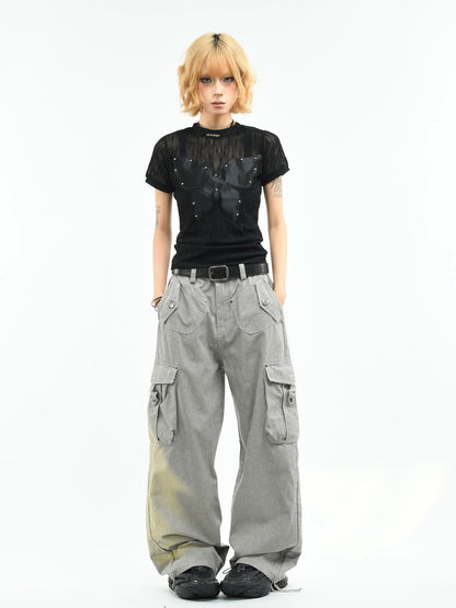 'WingCut' Cutout Butterfly Embroidered Short Sleeve T-Shirt