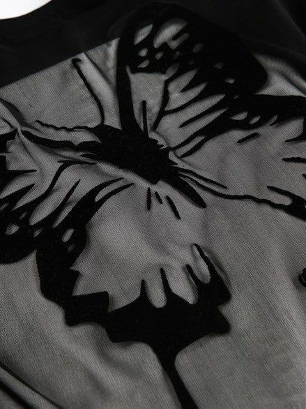 'Summer Butterfly' Backless Butterfly Shoulder Slim Crop T-Shirt AlielNosirrah