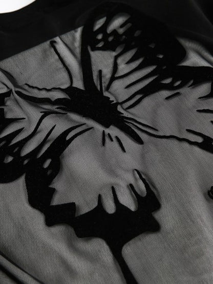 'Summer Butterfly' Backless Butterfly Shoulder Slim Crop T-Shirt AlielNosirrah