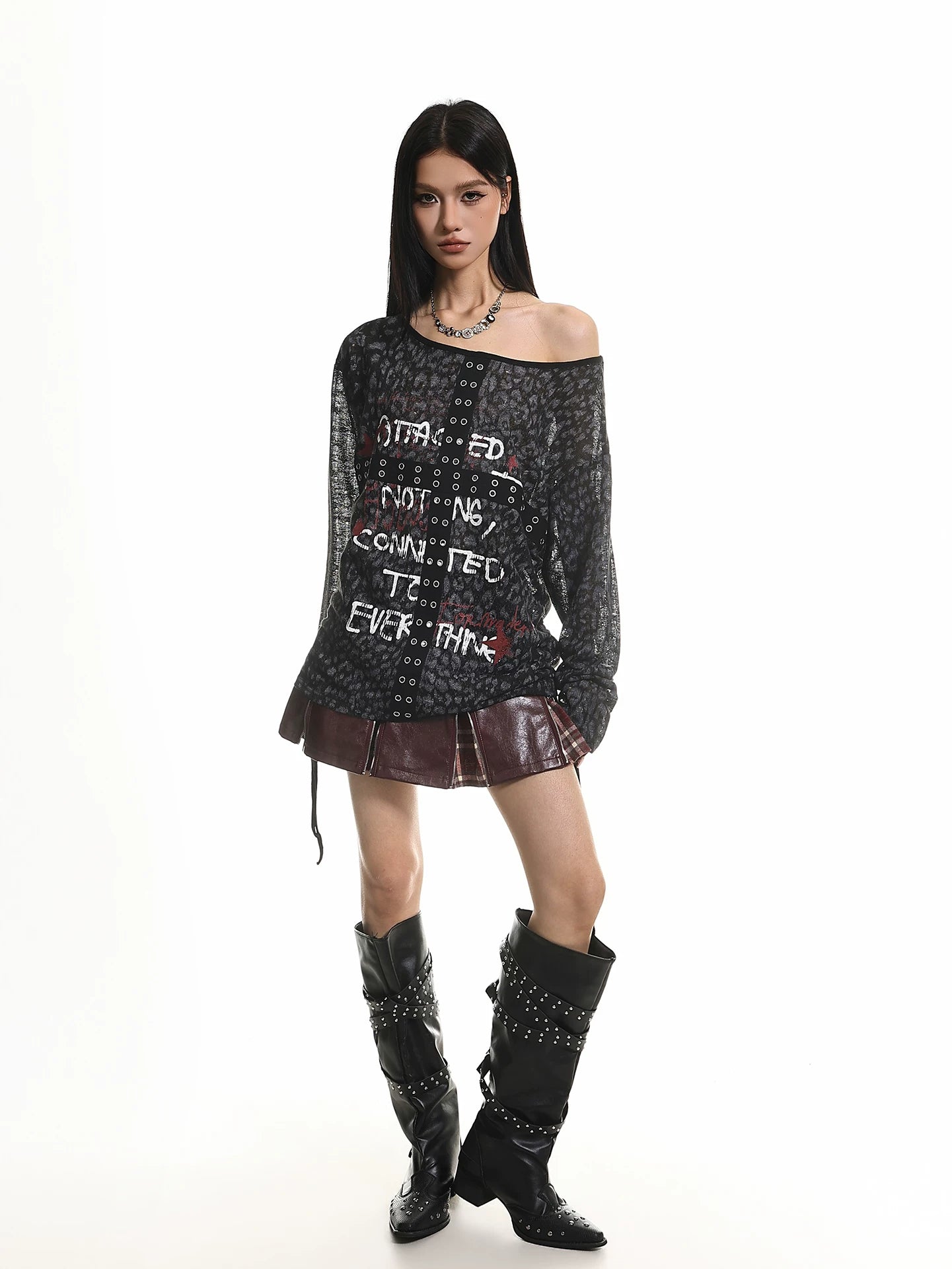 'Golden Claws' Leopard Drawstring Off-Shoulder Long Sleeve (Copy) AlielNosirrah