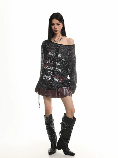 'Golden Claws' Leopard Drawstring Off-Shoulder Long Sleeve (Copy) AlielNosirrah