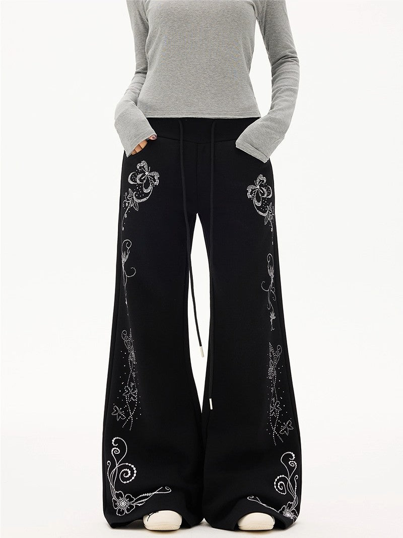 'Soft Bloom' Vintage Floral Slight-Flared Casual Pants AlielNosirrah