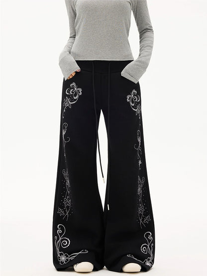 'Soft Bloom' Vintage Floral Slight-Flared Casual Pants AlielNosirrah