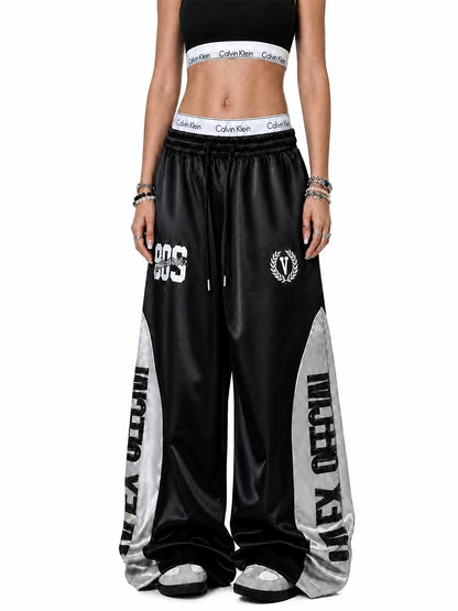 'Blockline' Contrast Panel Letter Graphic Baggy Pants