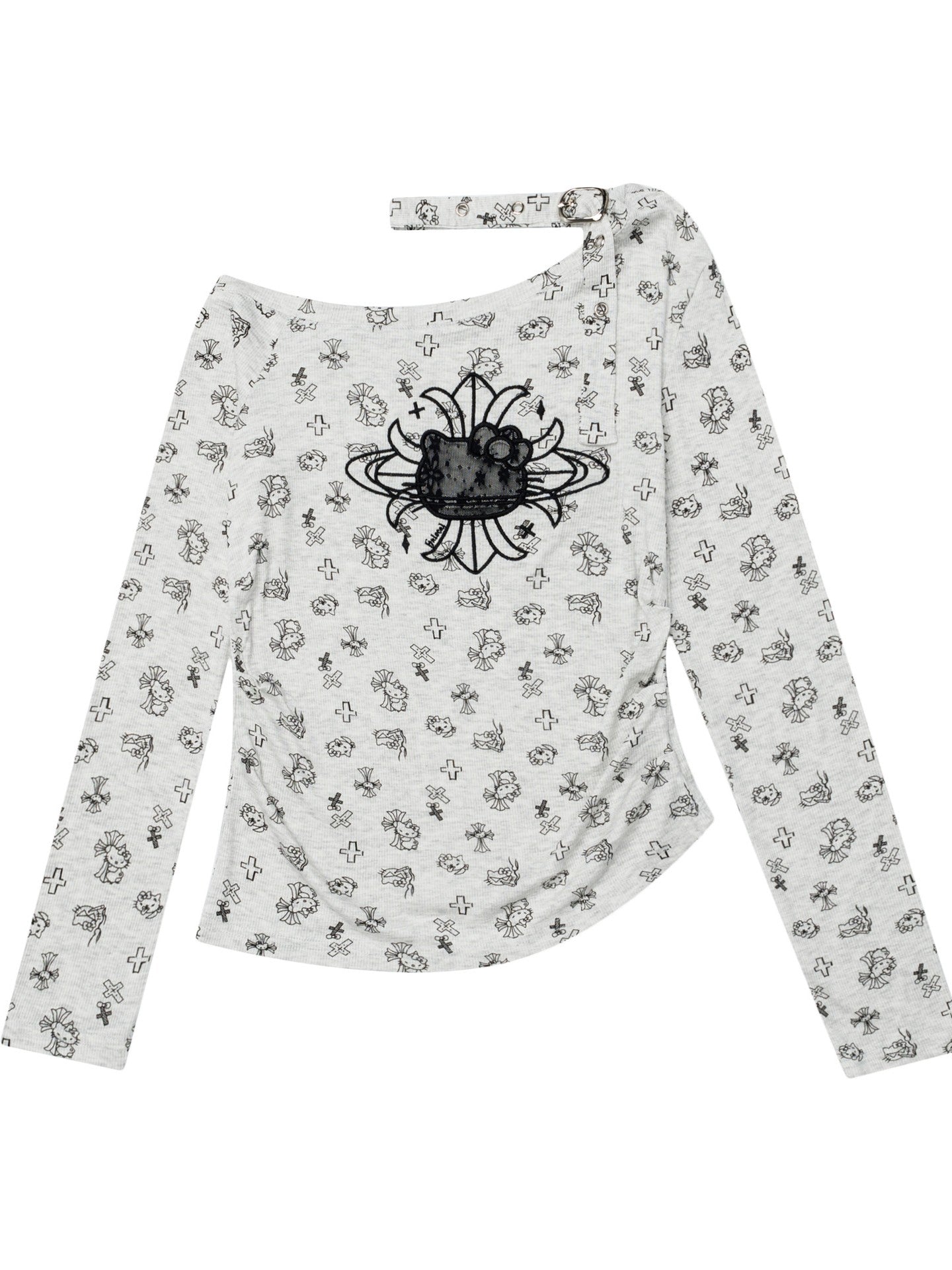 'Meow Babe' Y2K Off-Shoulder Embroidered Long Sleeve Tee (Copy) AlielNosirrah