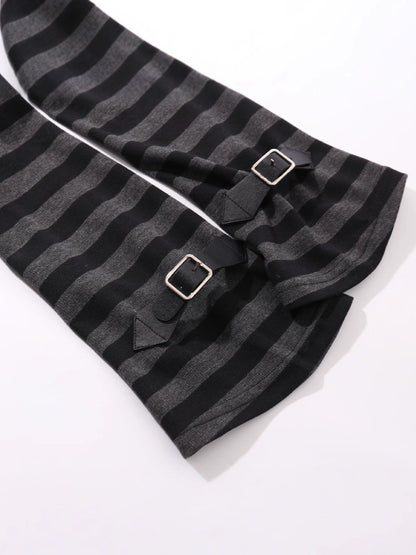 'Striped Cat' Lace-Up Cat Ear Hoodie & High-Waist Lace Layered Skirt Set AlielNosirrah