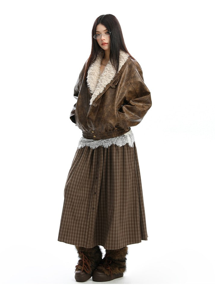 'Velvet Dawn' Shearling-Lined Faux Leather Jacket AlielNosirrah