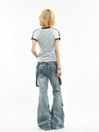 'WingCut' Cutout Butterfly Embroidered Short Sleeve T-Shirt