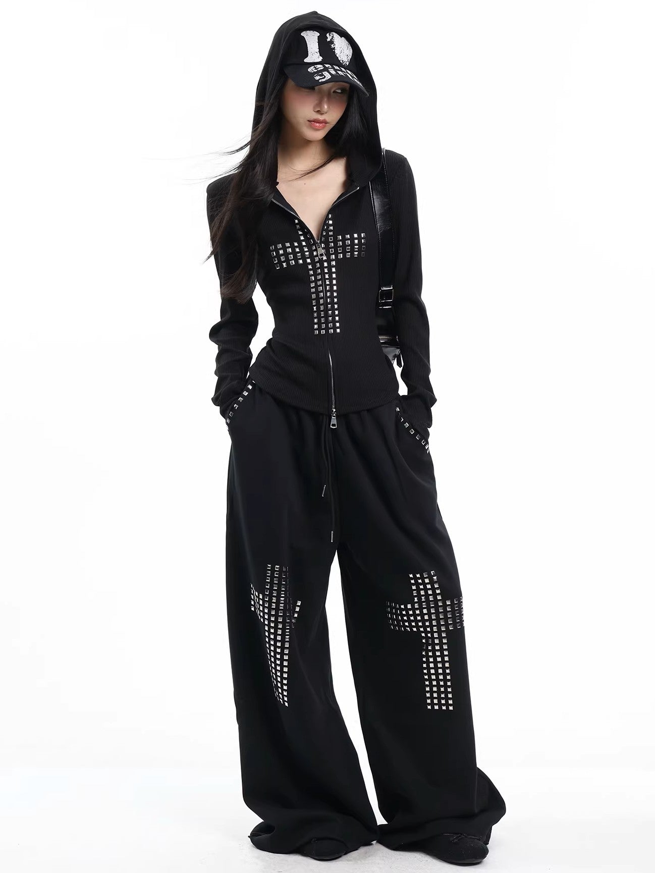 'Street Float' Rhinestone Cross Oversized Casual Streetwear Jacket AlielNosirrah