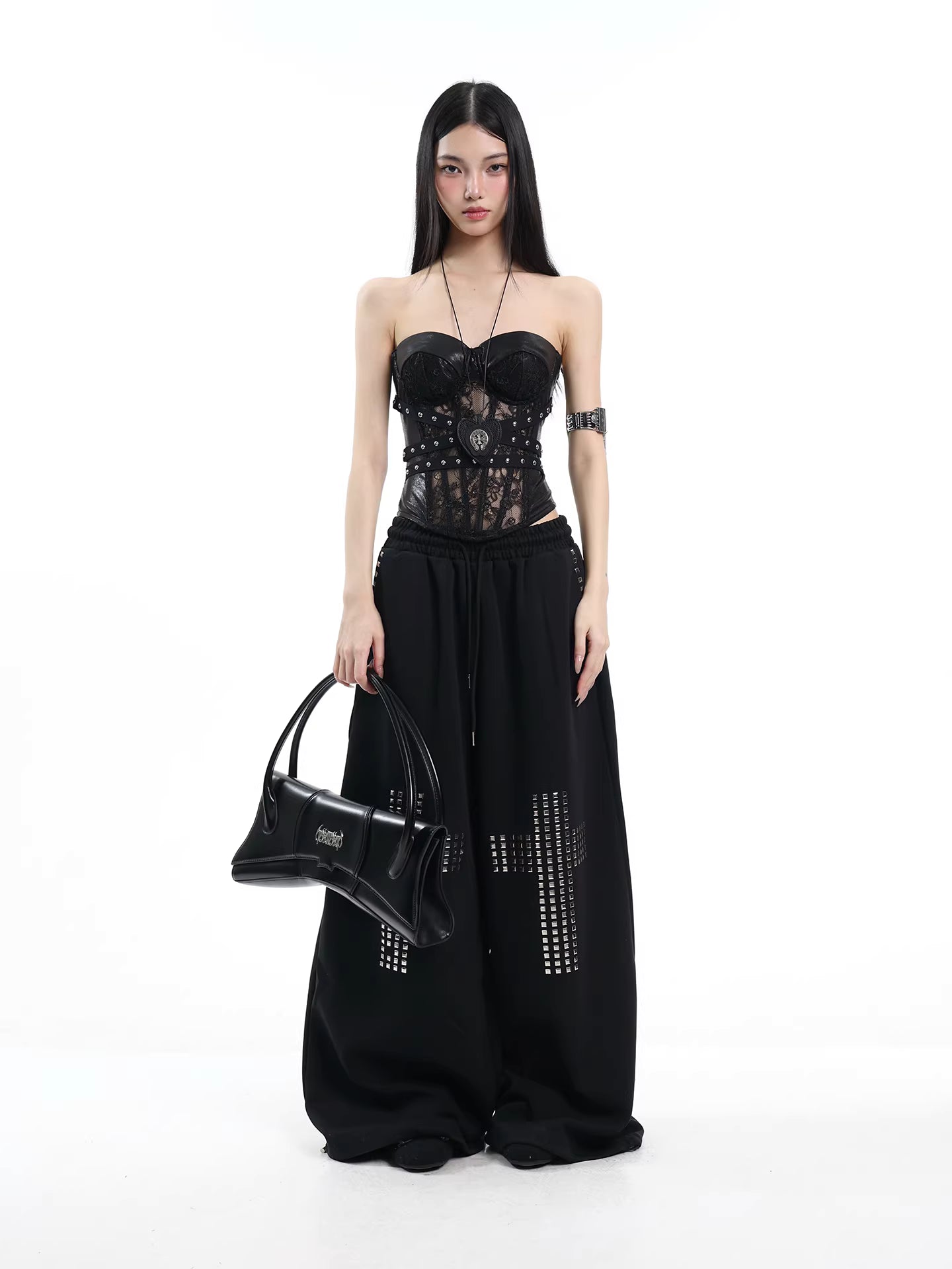 'Dark Bloom' Lace Studded Strapless Corset Top AlielNosirrah