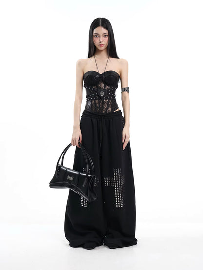 'Dark Bloom' Lace Studded Strapless Corset Top AlielNosirrah