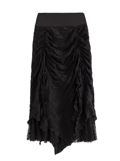 'Whisper' Lace & Mesh Panel High-Waist Midi Skirt AlielNosirrah