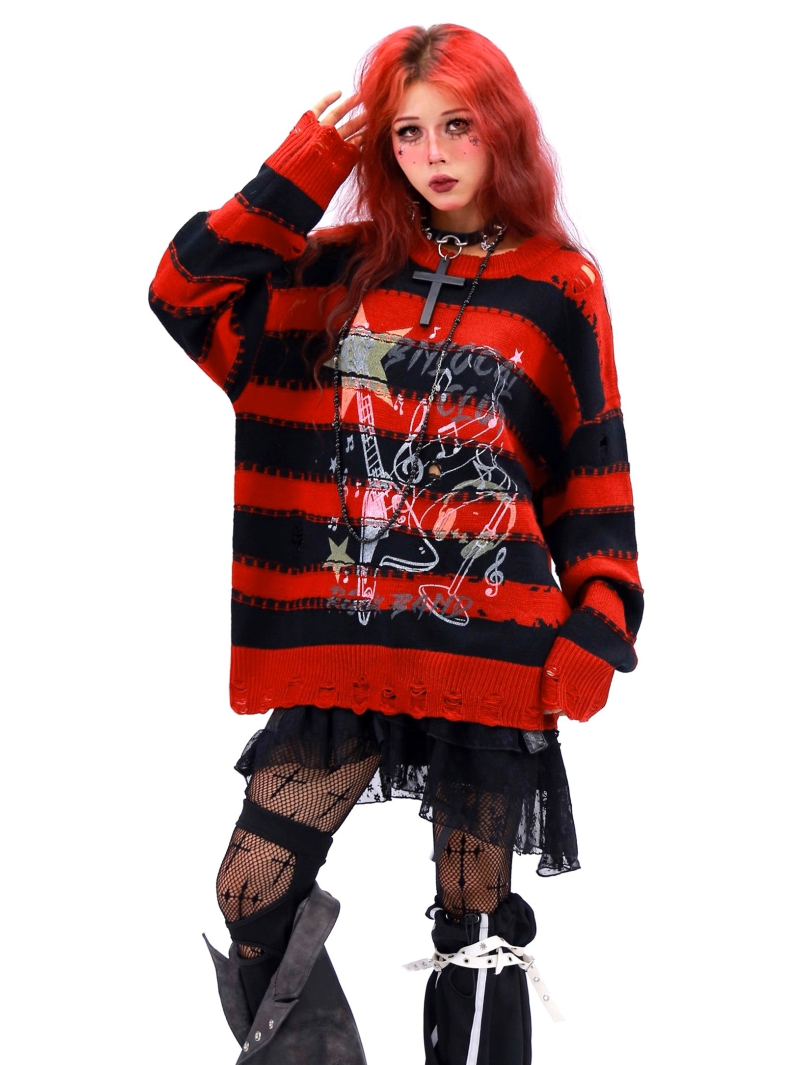 'Starstruck Rhythm‘ Vintage Star-Stripe Sweater AlielNosirrah