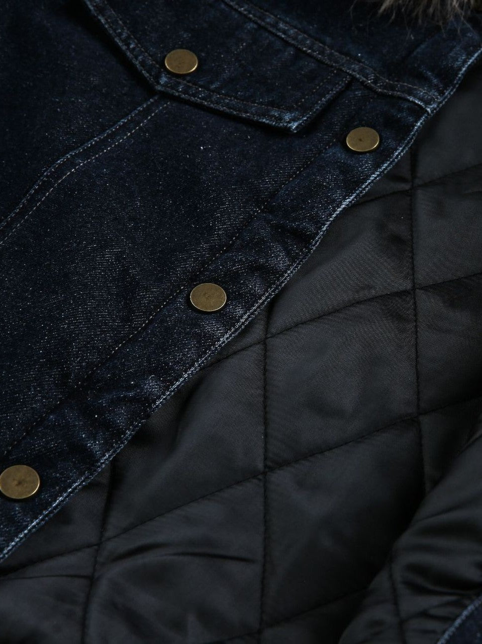 'Blue Haven' Vintage Fur-Collar Cropped Denim Puffer Jacket AlielNosirrah