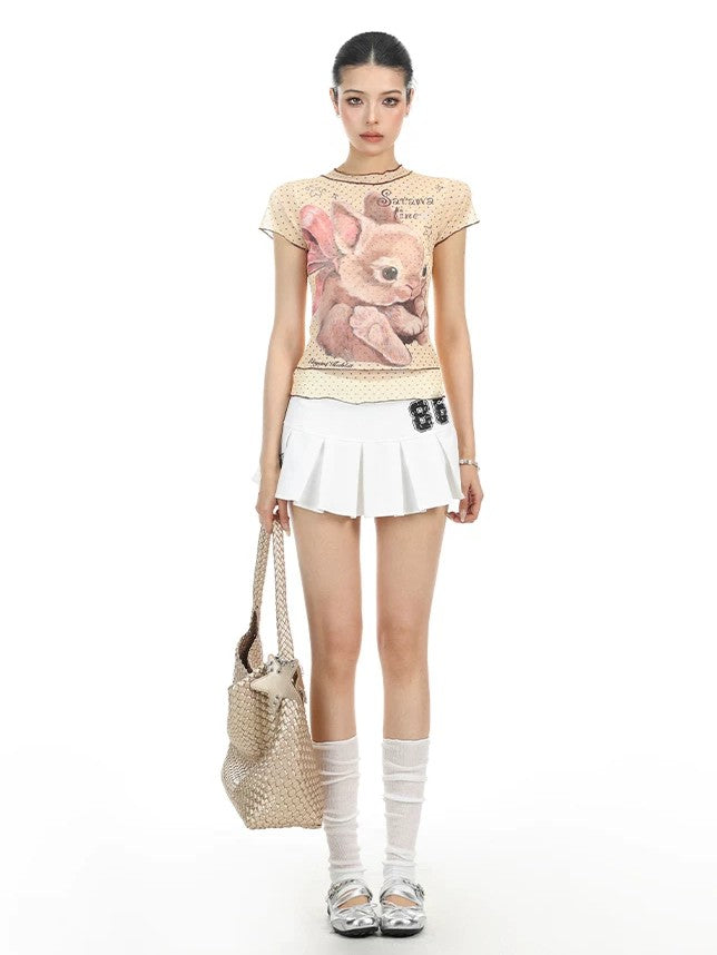 'Bunny Dream' Sweet Polka Dot Bunny Mesh Short Sleeve Top (Copy) AlielNosirrah