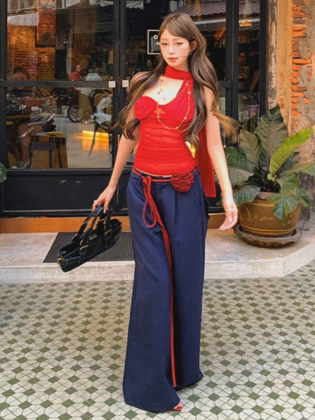 'Dazzling Summer' Mesh Halter Scarf Tube Built-In Padding Top AlielNosirrah