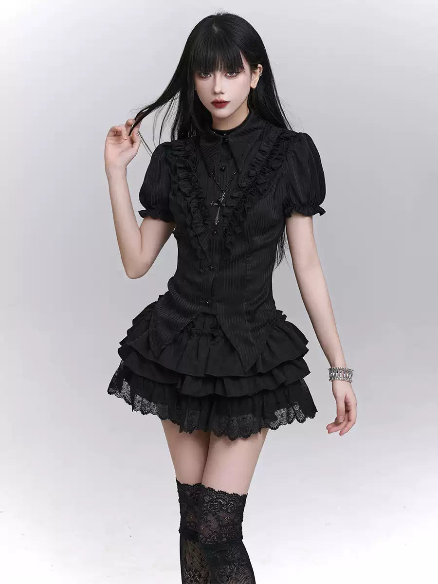 'Spirit Doll' Gothic Black Puff Sleeve Blouse AlielNosirrah
