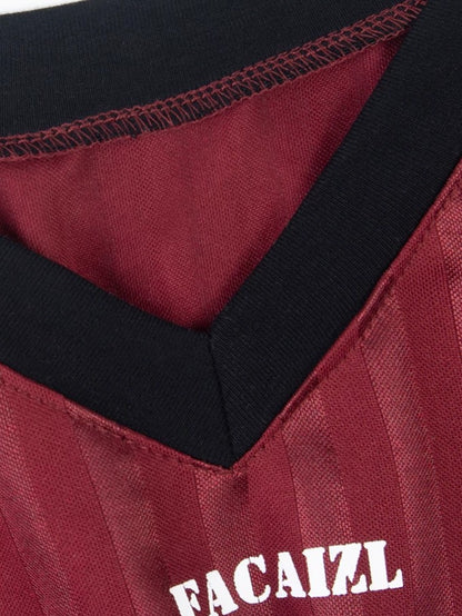 'Kickoff' Y2K V-Neck Cropped Football Jersey Top