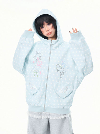 'Kitty Star' Allover Cat Star Pattern Hoodie AlielNosirrah