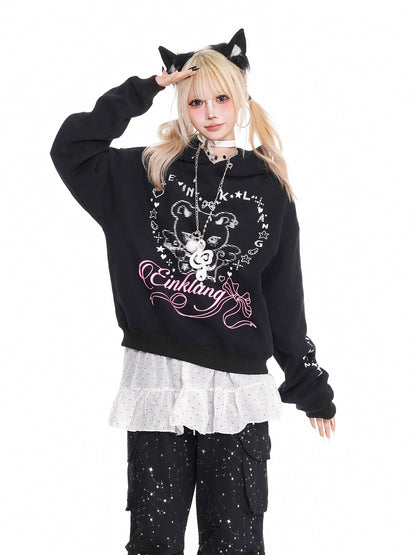 'Heart Bear' Cute & Edgy Bear-Ear Hoodie AlielNosirrah