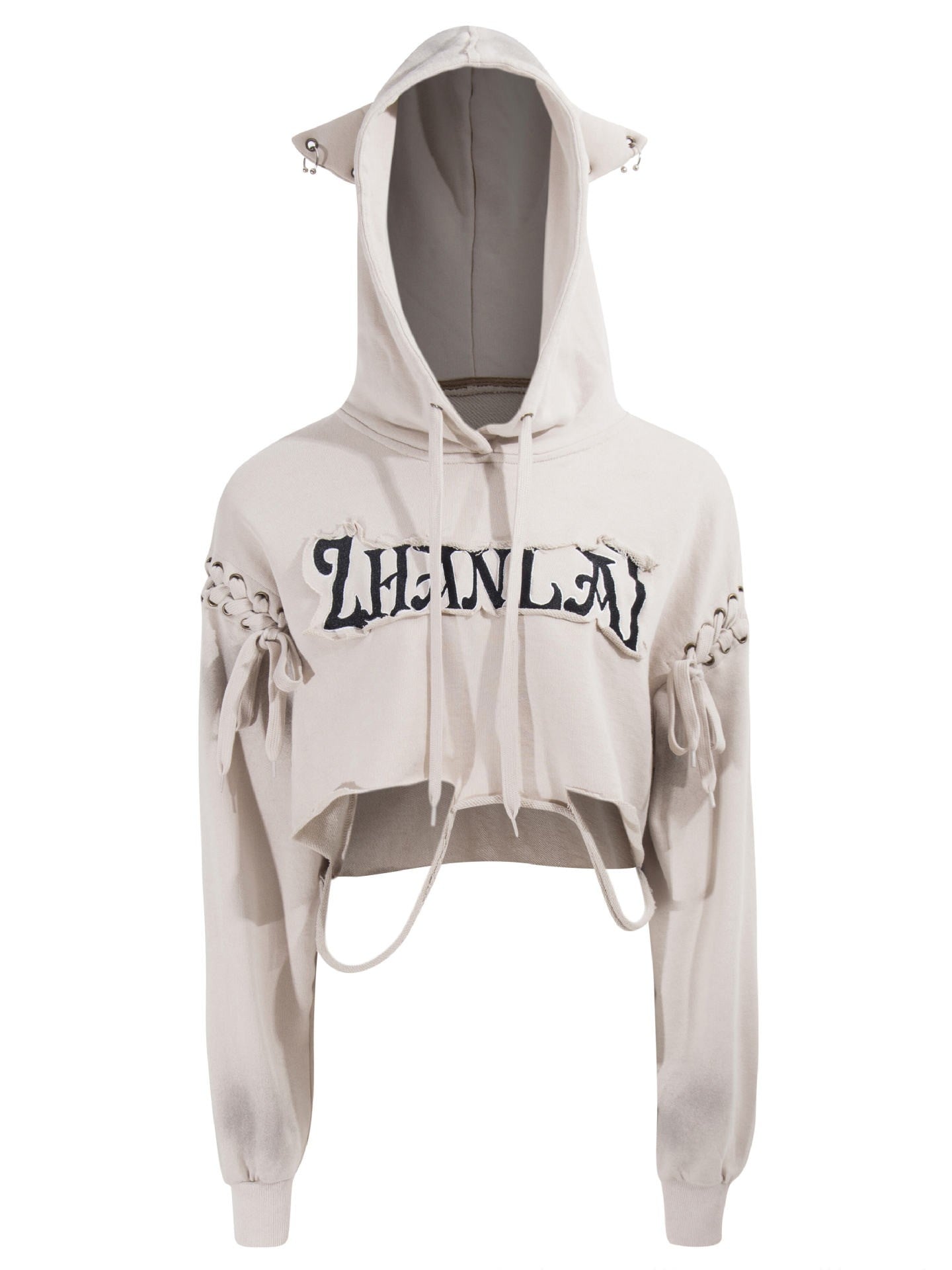 'Feral Cat' Cropped Print Drawstring Spicy Street Hoodie (Copy) AlielNosirrah