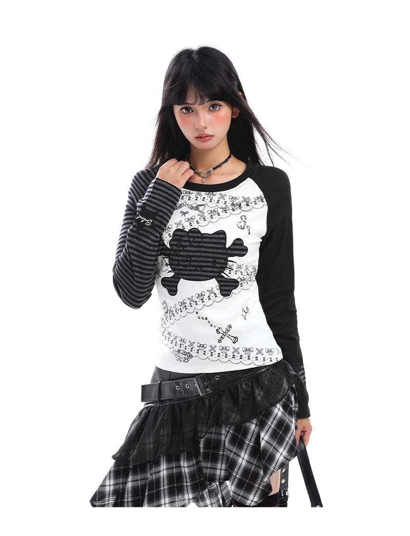 'Hidden Kitty' Kitty Striped Slim Fitted Long Sleeve Top (Copy) AlielNosirrah