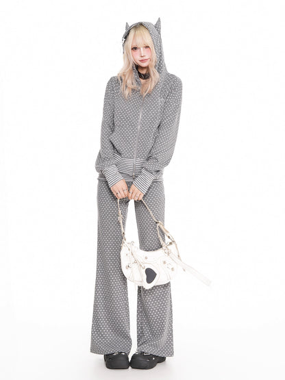 'Dotty Devil' Polka Dot Devil-Horn Hoodie & Trouser Set AlielNosirrah