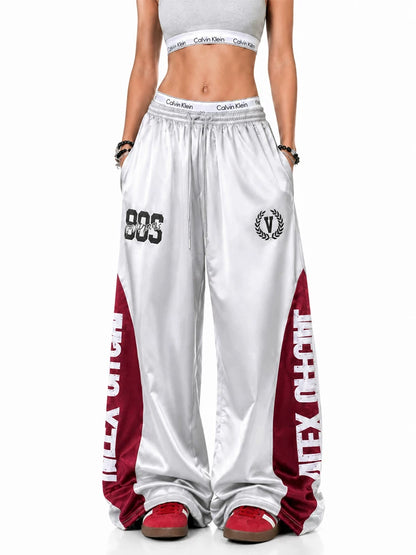 'Blockline' Contrast Panel Letter Graphic Baggy Pants