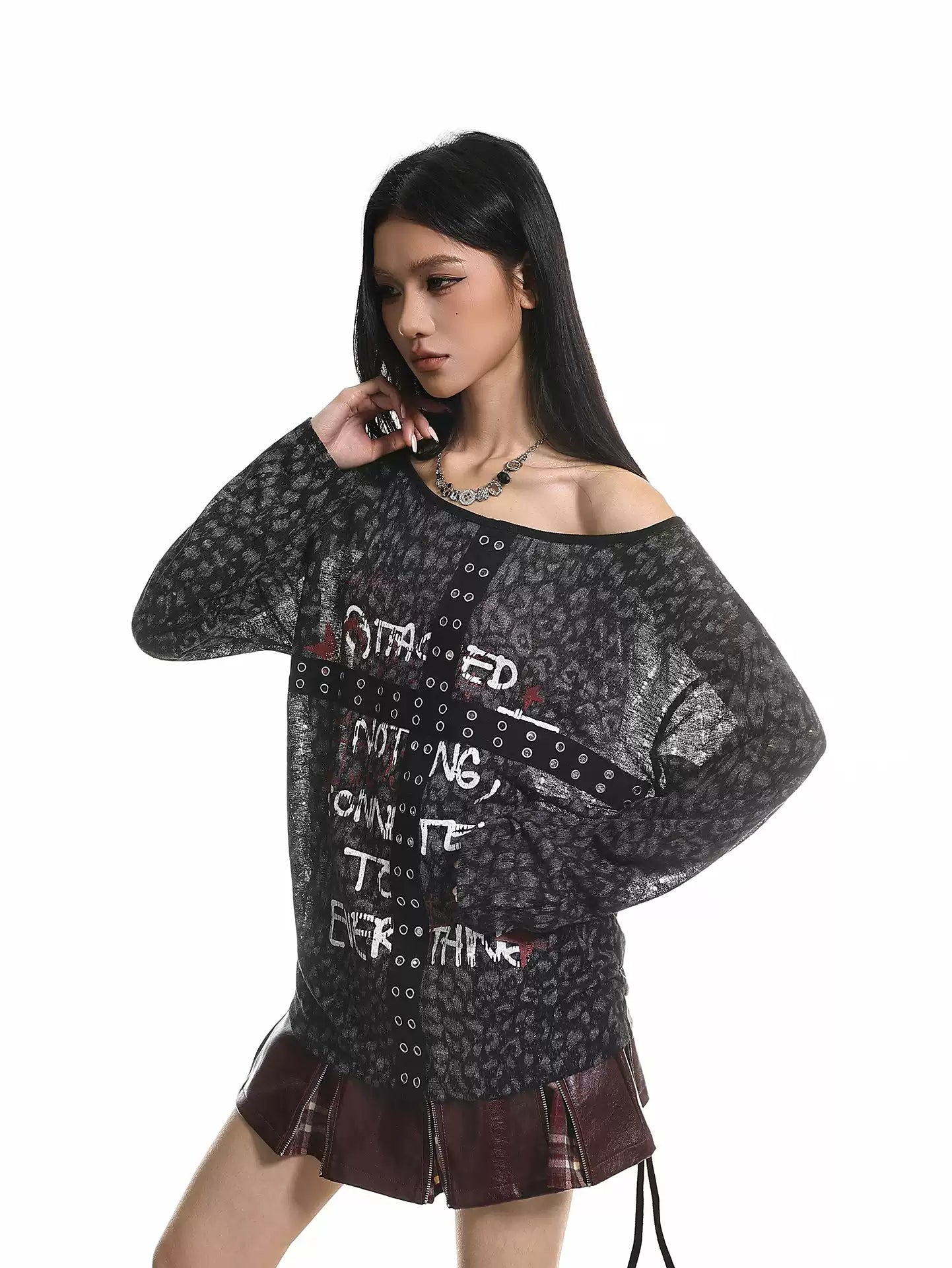 'Golden Claws' Leopard Drawstring Off-Shoulder Long Sleeve (Copy) AlielNosirrah