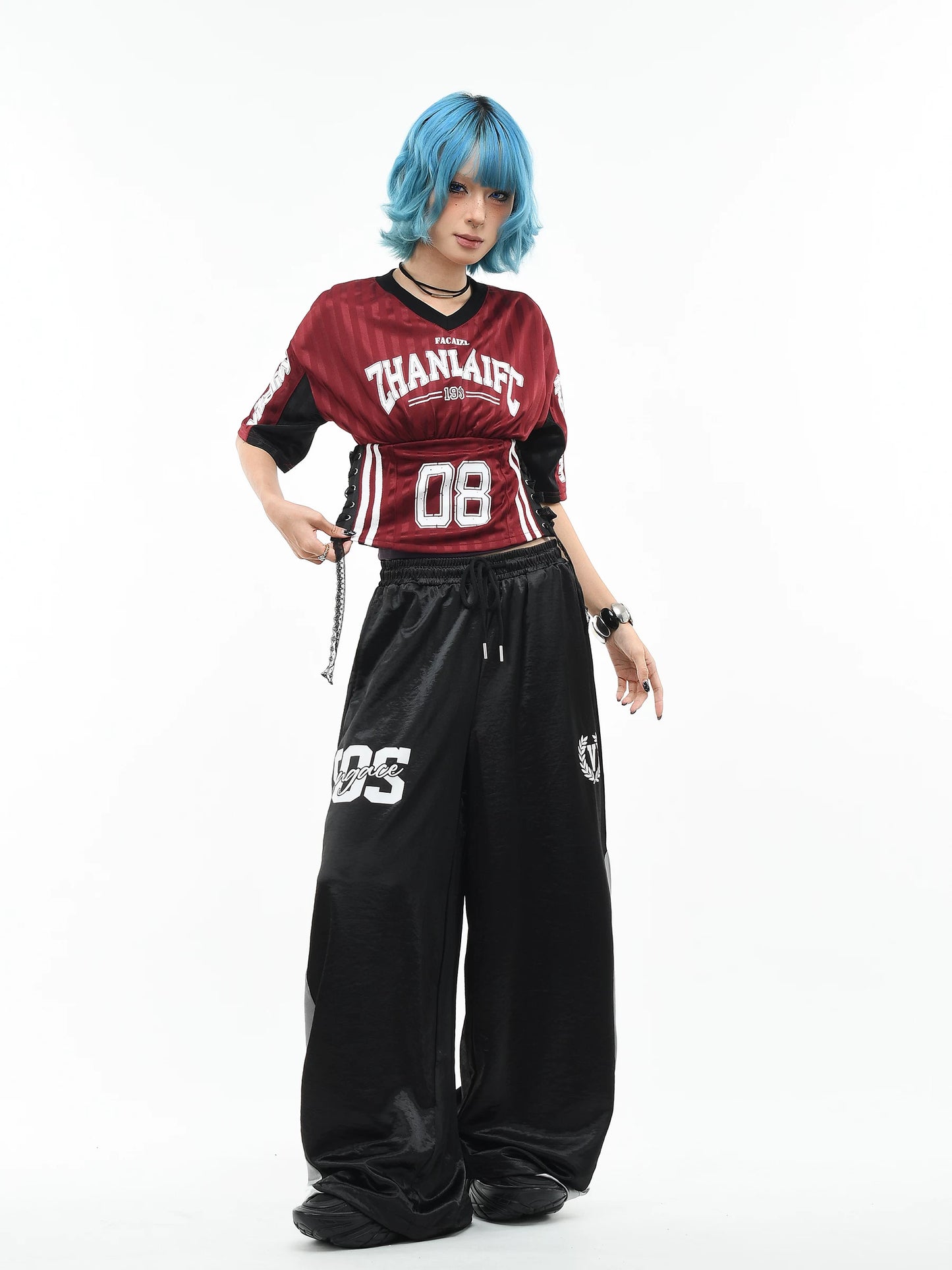 'Kickoff' Y2K V-Neck Cropped Football Jersey Top