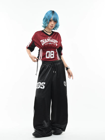 'Kickoff' Y2K V-Neck Cropped Football Jersey Top
