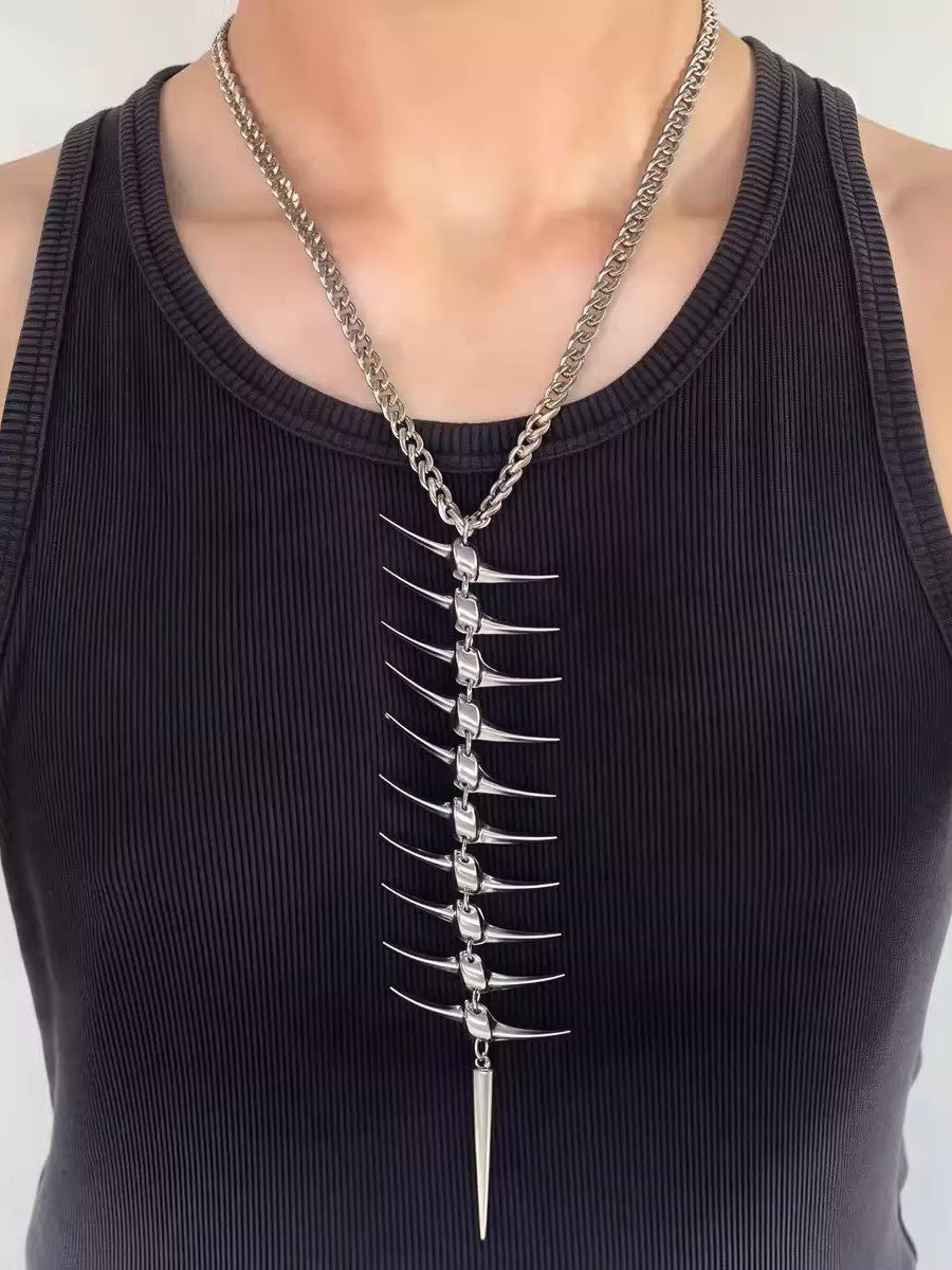 'Razorbone' Dark Punk Thorn Skeleton Metal Choker Necklace AlielNosirrah