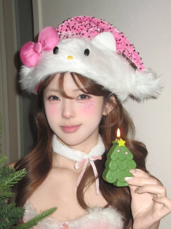'Merry Sparkle‘ Kawaii Cute Kitty Bow Glitter Christmas Hat AlielNosirrah