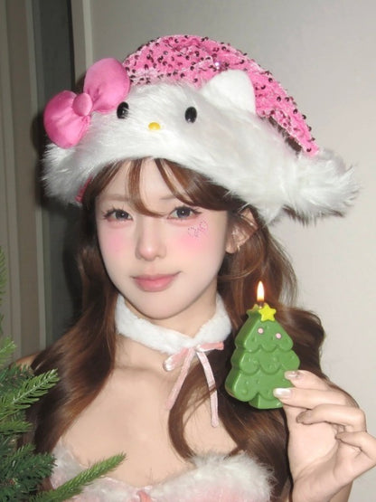 'Merry Sparkle‘ Kawaii Cute Kitty Bow Glitter Christmas Hat AlielNosirrah