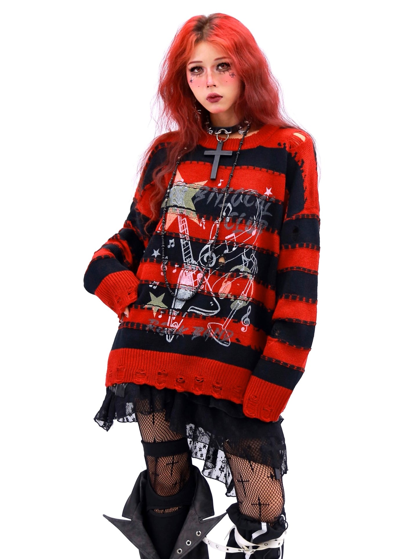 'Starstruck Rhythm‘ Vintage Star-Stripe Sweater AlielNosirrah