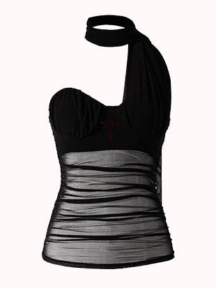 'Dazzling Summer' Mesh Halter Scarf Tube Built-In Padding Top AlielNosirrah