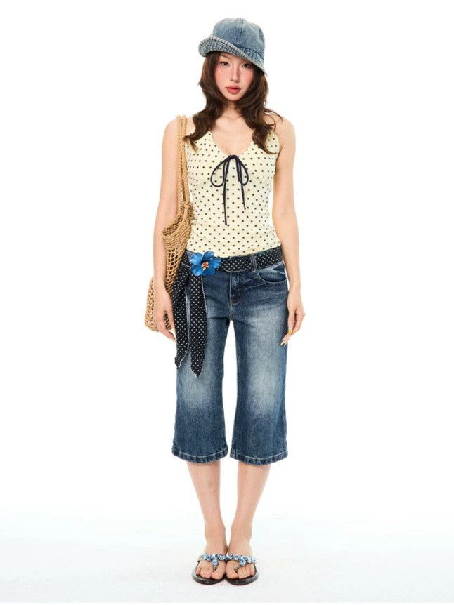 'Milk Star' Y2K Star Print Halter Sleeveless Top AlielNosirrah