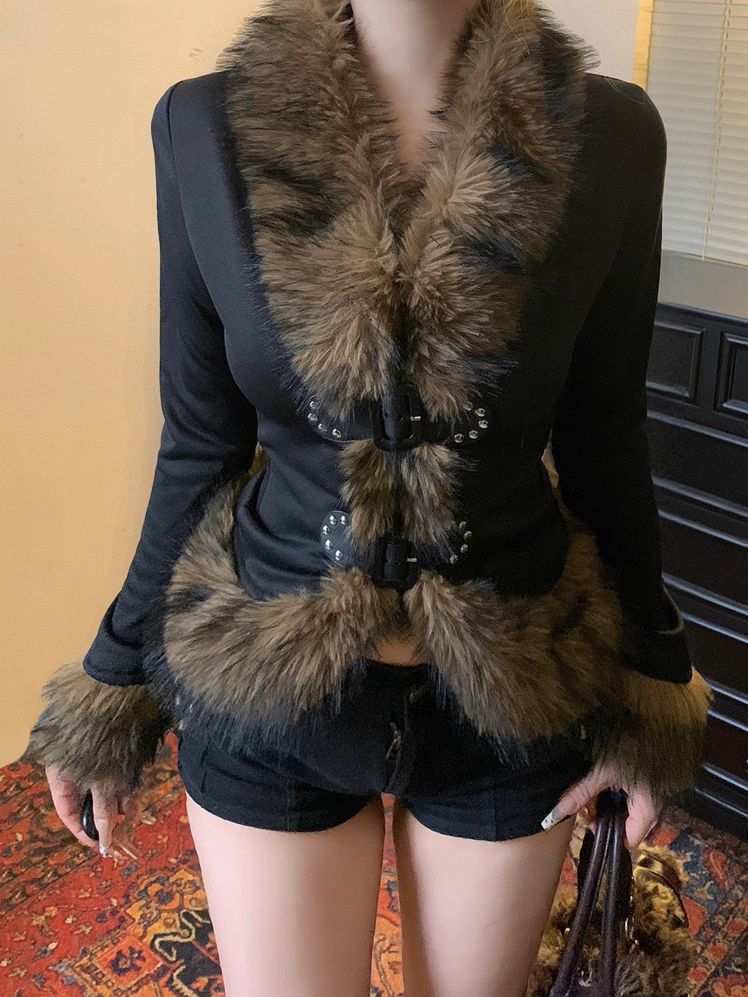 ’Wild Grace' Vintage Faux Fur Collar Buckle Jacket AlielNosirrah