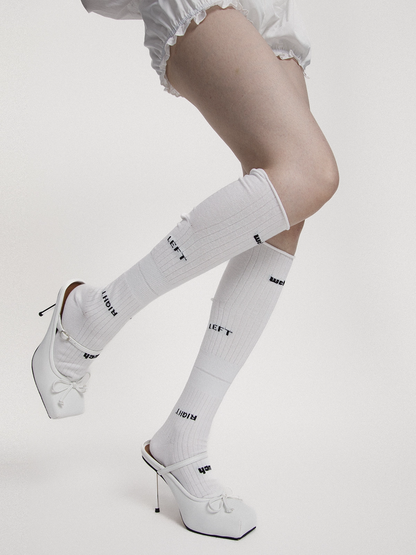 'Goal Rush' Solid Letter Trim Roll-Top Soccer Socks