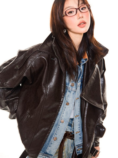 'Night Rider' Vintage-Style PU Leather Moto Leather Jacket AlielNosirrah