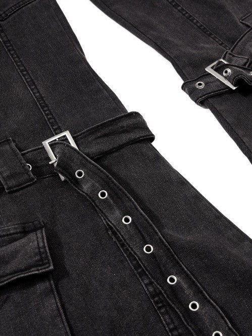 'VibeShift' Multi-Pocket Loose-Fit Flared Denim Cargo Pants AlielNosirrah